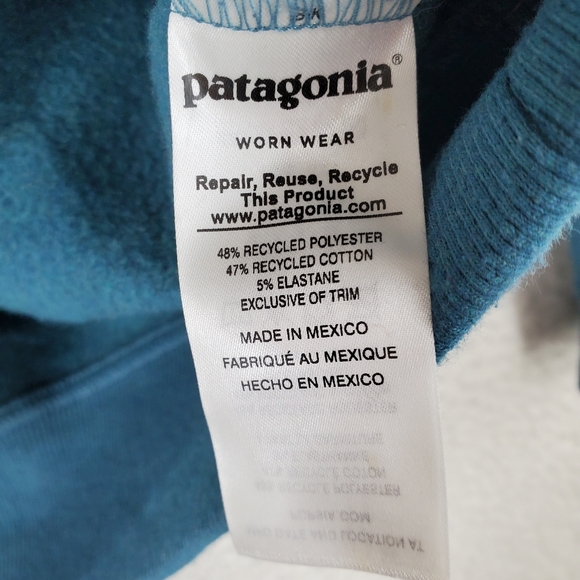 Patagonia Uprisal Hoodie Sweatshirt Men M Regular Fit Teal Pullover Orange Logo - Picture 12 of 14
